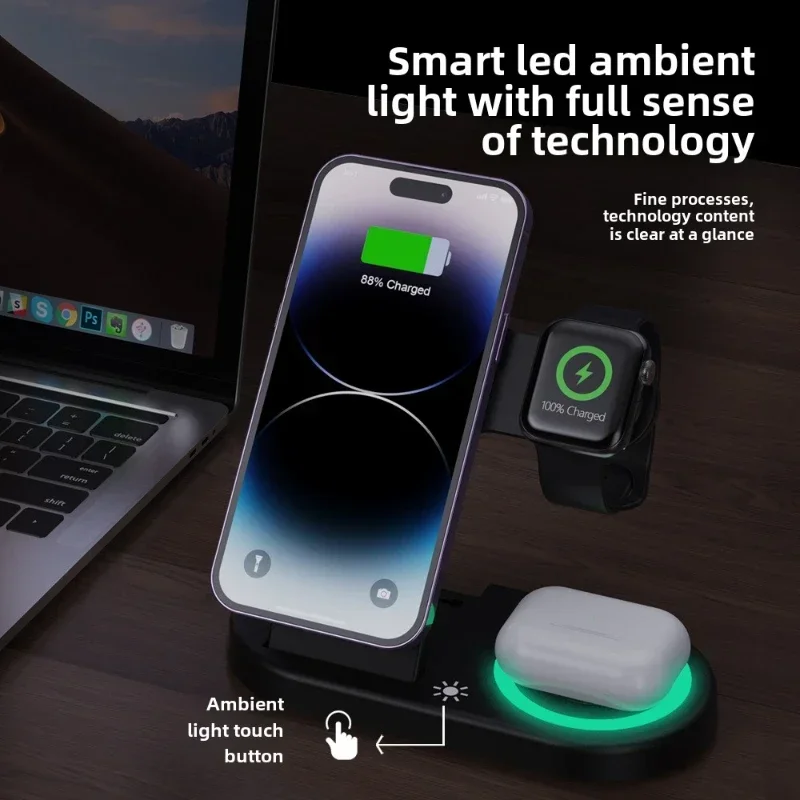 شاحن لاسلكي سريع 15 واط، محطة  - مراجعة Watch 7 Smartwatch Iphone وسعره
