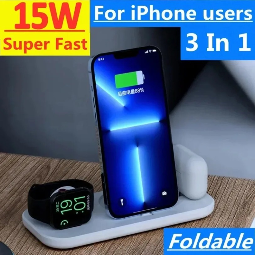 شاحن لاسلكي 3 في 1 مع قاعدة شح - مراجعة Watch Watch Xs وسعره