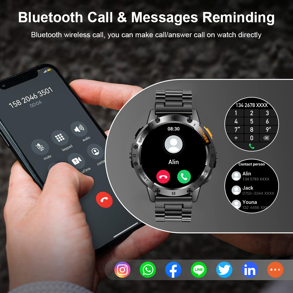LIGE 1.43 بوصة AMOLED شاشة بلو - مراجعة Smartwatch Health Watches For Men وسعره
