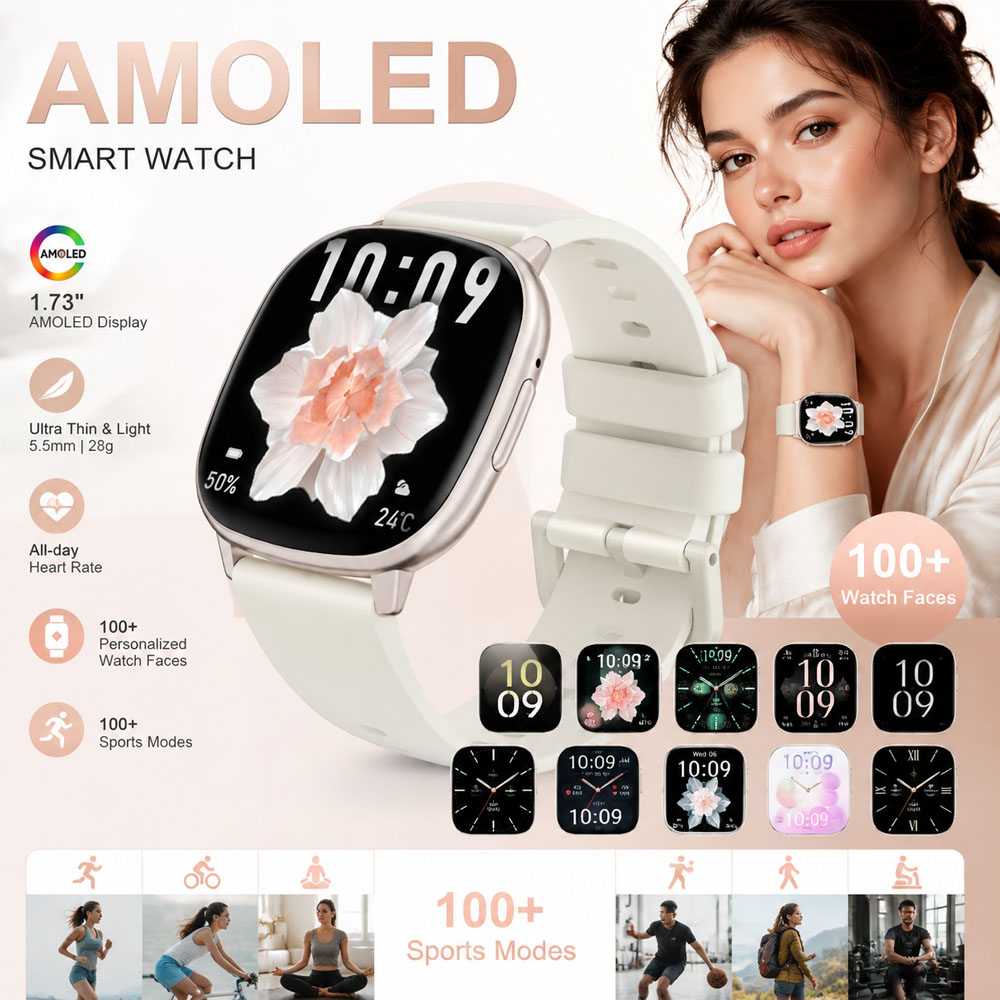 ساعة ذكية HD17 AIR AMOLED أنيق - مراجعة Smartwatch Stylish Watches For Women وسعره